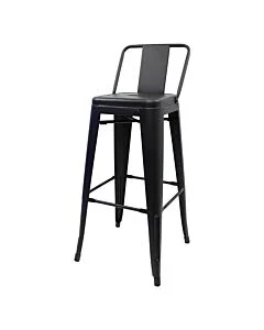Profile view of Gun Metal Grey Tolix Bar Height Stool Low Back