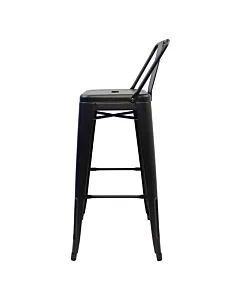 Profile view of Gun Metal Grey Tolix Bar Height Stool Low Back