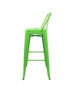 Profile view of Green Tolix Bar Height Stool Low Back