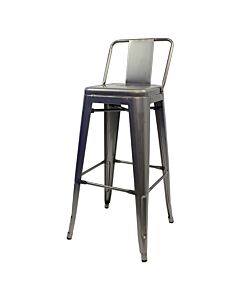 Profile view of Industrial Grey Tolix Bar Height Stool Low Back