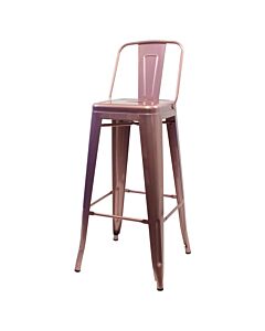 Tolix Style 76cm Bar Height Stool Low Back - Rose Gold