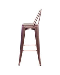 Tolix Style 76cm Bar Height Stool Low Back - Rose Gold