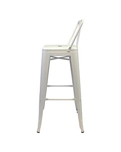 Profile view of White Tolix Bar Height Stool Low Back