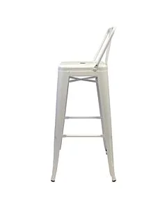 Profile view of White Tolix Bar Height Stool Low Back