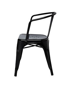 Profile view of Black Tolix Side Chair with Arms