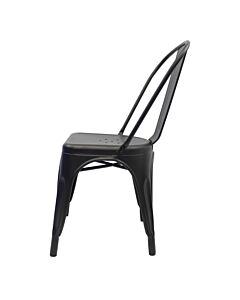 Profile view of Matte Black Tolix Side Chair
