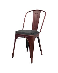 Tolix Style Side Chair Copper with Upholstered Box Seat