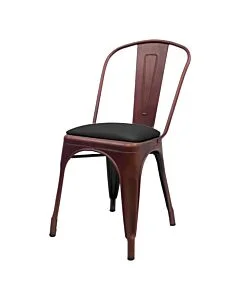 Tolix Style Side Chair Copper with Upholstered Dome Seat
