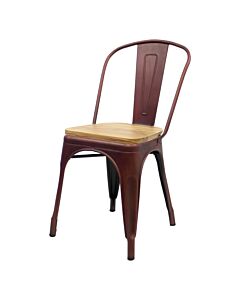 Tolix Style Side Chair Copper with Wooden Seat