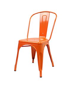Profile view of Orange Tolix Side Chair
