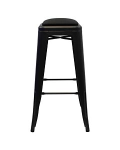 Tolix Style 76cm Bar Height Stool Matte Black with Upholstered Dome Seat
