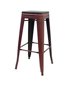 Tolix Style 76cm Bar Height Stool Copper with Wooden Seat