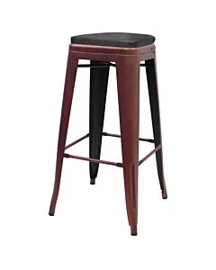 Tolix Style 76cm Bar Height Stool Copper with Upholstered Box Seat