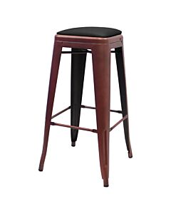 Tolix Style 76cm Bar Height Stool Copper with Upholstered Dome Seat