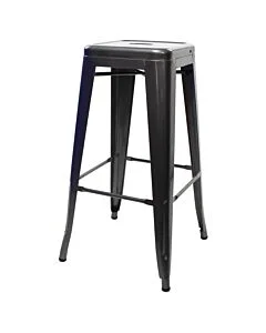 Tolix Style 76cm Bar Height Stool - Gloss Gun Metal