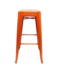 Profile view of Orange Tolix Bar Height Stool