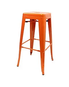 Profile view of Orange Tolix Bar Height Stool
