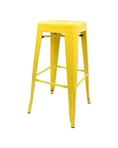 Profile view of Yellow Tolix Bar Height Stool