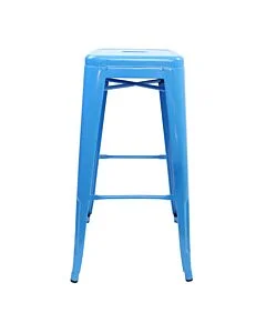 Profile view of Blue Tolix Bar Height Stool