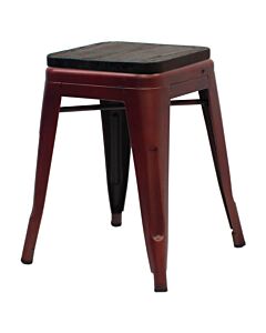 Tolix Style 46cm Low Stool Copper  with Wooden Seat