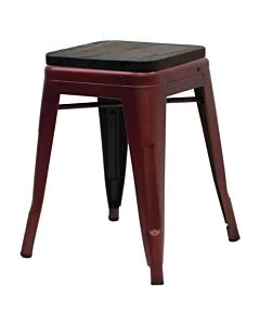 Tolix Style 46cm Low Stool Copper with Wooden Seat