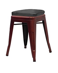 Tolix Style 46cm Low Stool Copper with Upholstered Box Seat