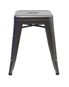 Tolix Style 46cm Low Stool - Gloss Gun Metal