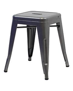 Tolix Style 46cm Low Stool - Gloss Gun Metal