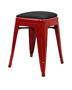 Tolix Style 46cm Low Stool Red with Upholstered Dome Seat