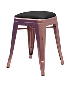 Tolix Style 46cm Low Stool Rose Gold with Upholstered Dome Seat