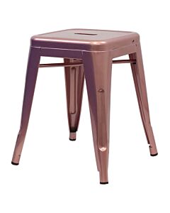 Profile view of Rose Gold Tolix Low Stool