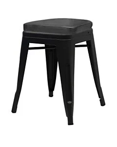 Tolix Style 46cm Low Stool Matte Gun Metal with Upholstered Box Seat