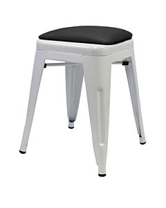 Tolix Style 46cm Low Stool White with Upholstered Dome Seat