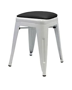 Tolix Style 46cm Low Stool White with Upholstered Dome Seat