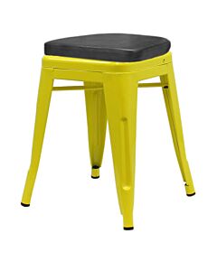 Tolix Style 46cm Low Stool Yellow with Upholstered Box Seat