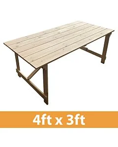 Folding Farm Table - Raw -  4ft x 3ft (122cm x 91cm)