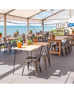 Profile view of Industrial Grey Tolix Side Chair