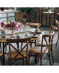 Crossback Stacking Chair - Rustic Finish with Rattan Seat Pad