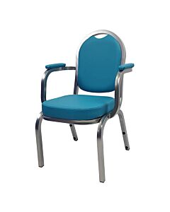 Profile view of Spoon Aluminium Stacking Chair with Arms