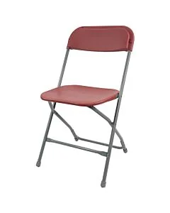 Profile view of Burgundy Economy Plastic Folding Chair