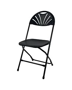 Profile view of Black Economy Fanback Plastic Folding Chair