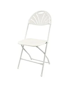 Profile view of White Economy Fanback Plastic Folding Chair