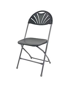 Profile view of Charcoal Economy Fanback Plastic Folding Chair