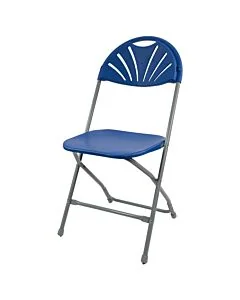 Profile view of Blue Economy Fanback Plastic Folding Chair