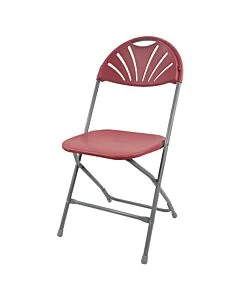 Profile view of Burgundy Economy Fanback Plastic Folding Chair