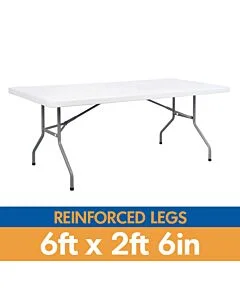 Reinforced Leg Plastic Centre Folding Table - 6ft x 2ft 6in Rectangle (180cm x 75cm)