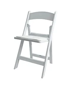 Profile view of White Wedding Folding Chair