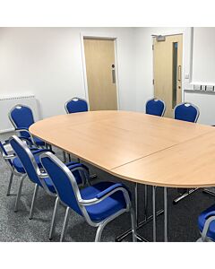 Profile view of Saturn Aluminium Stacking Chair