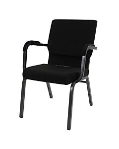 Profile view of Worship Church Chair with Arms in Black Fabric