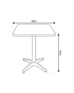Square Aluminium Bistro Table 60cmL x 60cmW - Height 70cm